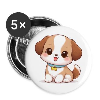 Dog Cute Comic - Buttons large 2.2''/56 mm (5-pack) - white - Front