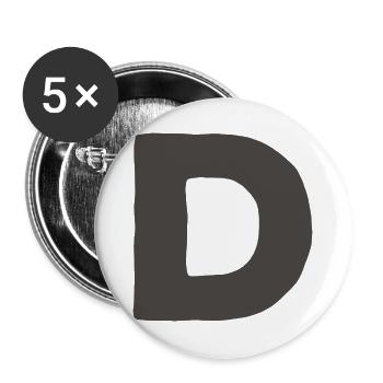 Minimal Letter D Bold Monogram Typography - Buttons large 2.2''/56 mm (5-pack) - white - Front