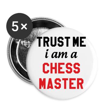 Maître de l'Échiquier Pro Schachmeister - Buttons groß 56 mm (5er Pack) - Weiß - Vorne