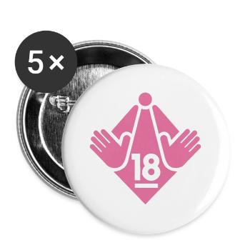 Japan 18+ Restricted Sign Sticker - Hand Stop 18禁 - Lot de 5 grands badges (56 mm) - blanc - Devant