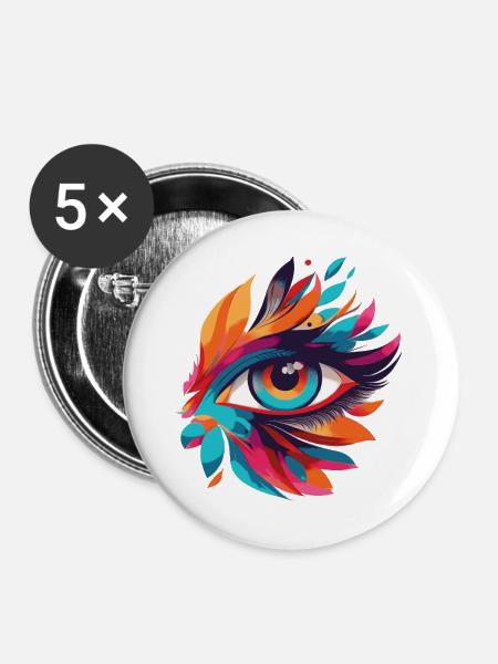 Farbenauge Blattfeuer Muster - Buttons groß 56 mm (5er Pack) - Weiß