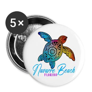 Vacances de la tortue marine à la plage de Navarre Beach Tie Dye, Floride - Lot de 5 grands badges (56 mm) - blanc - Devant