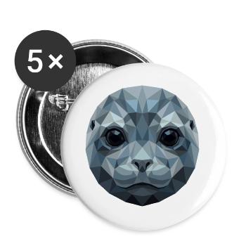 Seal with Sunglasses Seal Walrus Cute Seals - Buttons large 2.2''/56 mm (5-pack) - white - Front