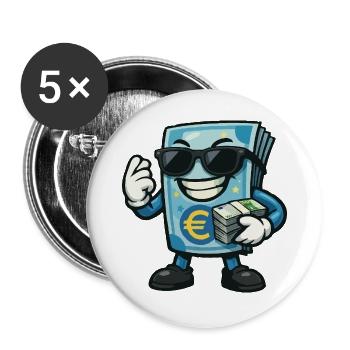 Euro Money with Sunglasses - Buttons large 2.2''/56 mm (5-pack) - white - Front