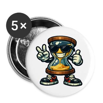 Ambiance sablier avec lunettes de soleil - Lot de 5 grands badges (56 mm) - blanc - Devant