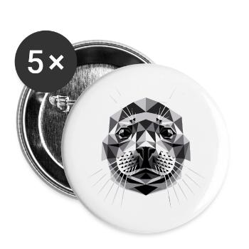 Seal with Sunglasses Seal Walrus Cute Seals - Buttons large 2.2''/56 mm (5-pack) - white - Front