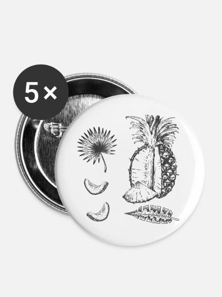  Ananas - Buttons groß 56 mm (5er Pack) - Weiß