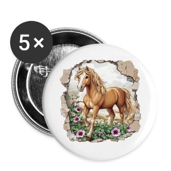 Horse - Buttons large 2.2''/56 mm (5-pack) - white - Front