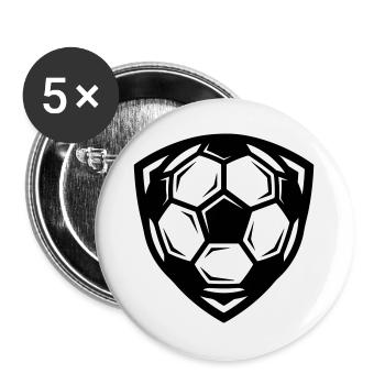 Fussball Ball - Buttons groß 56 mm (5er Pack) - Weiß - Vorne