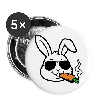 Hase Brille Karotte Comic - Buttons groß 56 mm (5er Pack) - Weiß - Vorne