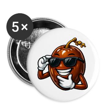 Coole Dattel Cartoon Comic Obst Arabische Frucht - Buttons groß 56 mm (5er Pack) - Weiß - Vorne