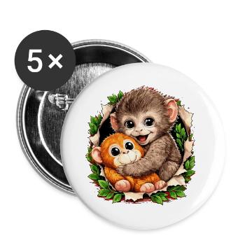 Tendance virale du Baby Monkey Punch - Lot de 5 grands badges (56 mm) - blanc - Devant