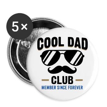 Cool Dad Club, Lustiges Vatertag Papa Shirt - Buttons groß 56 mm (5er Pack) - Weiß - Vorne