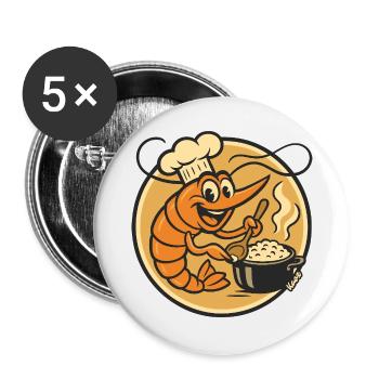 Lobster Chef Cartoon Pot - Buttons large 2.2''/56 mm (5-pack) - white - Front