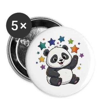 Panda Sternenfest bunte Sterne - Buttons groß 56 mm (5er Pack) - Weiß - Vorne