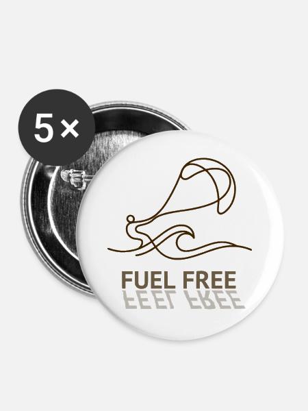 Kite Fuel Free, Feel Free Shirt, Hoodie, Cap, Bag - Buttons groß 56 mm (5er Pack) - Weiß