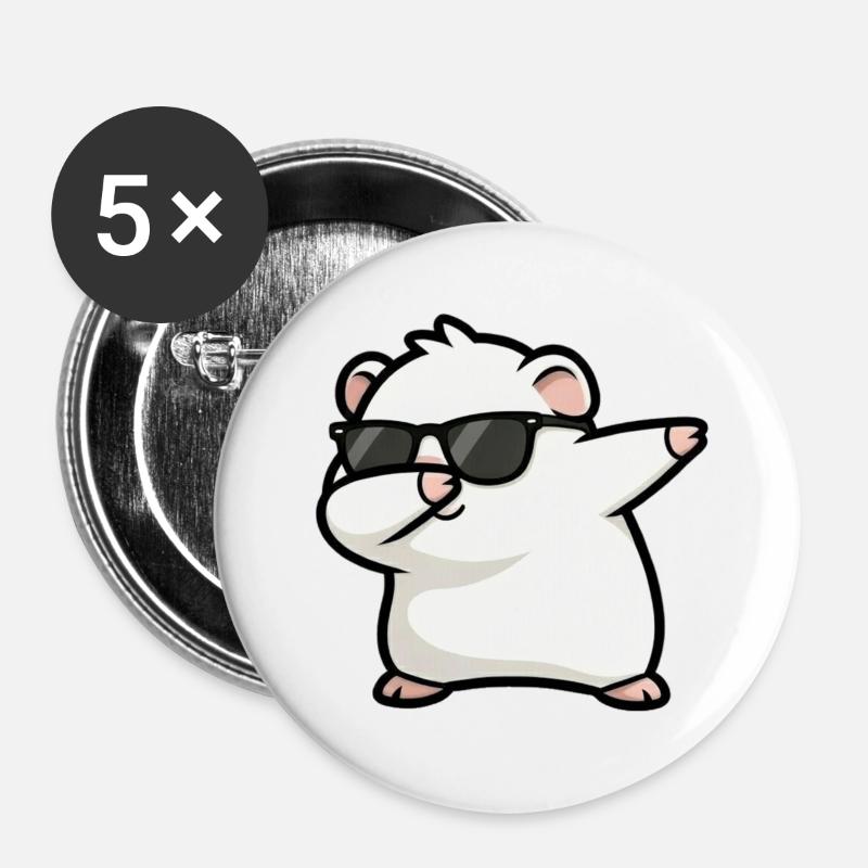 Dabbing guinea pig white - Buttons large 2.2''/56 mm (5-pack) - white