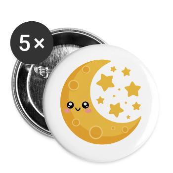 Moon and stars - Buttons large 2.2''/56 mm (5-pack) - white - Front