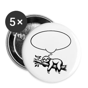Faultier_chillend_mit_Denkblase - Buttons groß 56 mm (5er Pack) - Weiß - Vorne