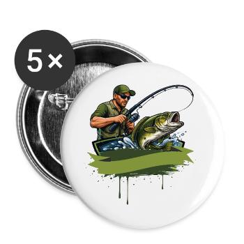 Pêcheurs Pêcheurs Chemise Pêche Pêche Hommes - Lot de 5 grands badges (56 mm) - blanc - Devant