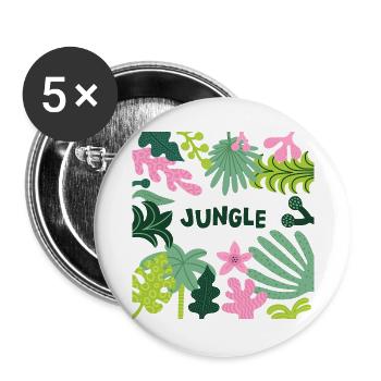 Motif de feuilles tropicales de la jungle Conception de la nature - Lot de 5 grands badges (56 mm) - blanc - Devant