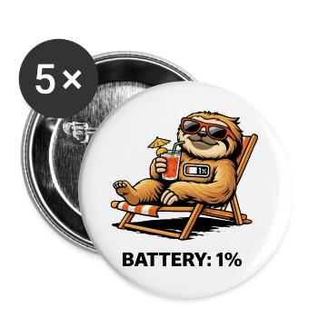 Sunny Sloth Cocktail Chill - Buttons large 2.2''/56 mm (5-pack) - white - Front