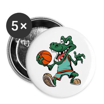 Basketballer Krokodil - Buttons groß 56 mm (5er Pack) - Weiß - Vorne