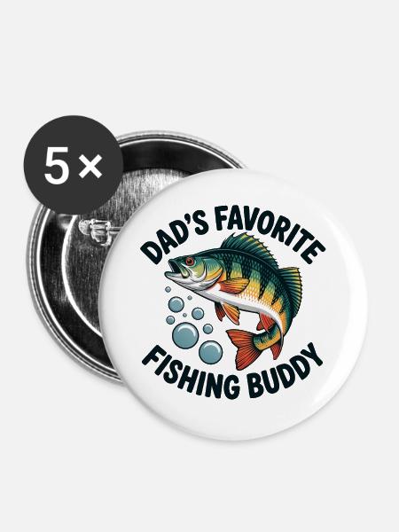 Papa's Angler Buddy - Buttons groß 56 mm (5er Pack) - Weiß