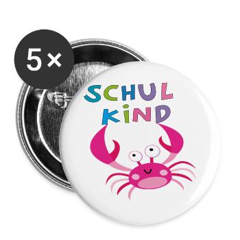 Schulkind  - Buttons groß 56 mm (5er Pack) - Weiß - Vorne