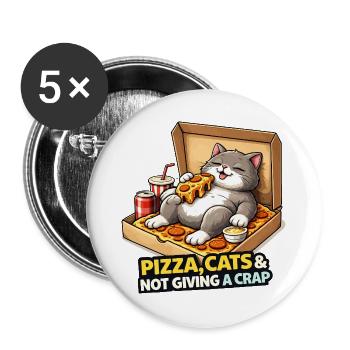 Pizza Cats Attitude - Buttons large 2.2''/56 mm (5-pack) - white - Front