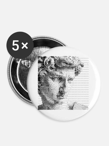 David Michelangelo Gesichts-Halbtonporträt - Buttons groß 56 mm (5er Pack) - Weiß