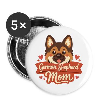 German Shepherd Owners and Dog Lovers GSD Mom - Buttons large 2.2''/56 mm (5-pack) - white - Front