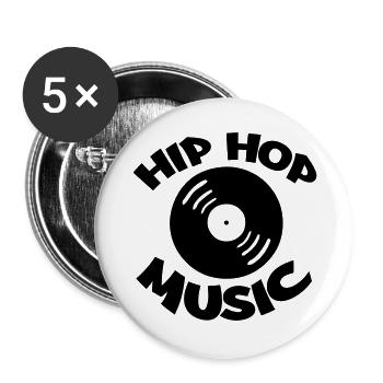 Hip Hop Music - Buttons groß 56 mm (5er Pack) - Weiß - Vorne