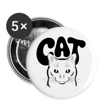 Logo du chat pour les arrière-plans clairs - Lot de 5 grands badges (56 mm) - blanc - Devant