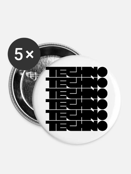 Techno-Bold-Logo-Design - Buttons groß 56 mm (5er Pack) - Weiß