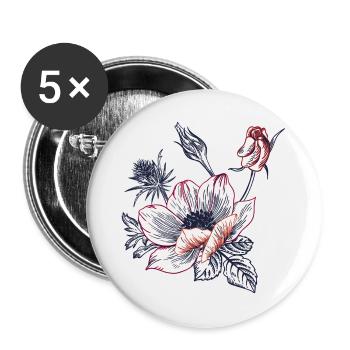 Vintage Bouquet - Buttons large 2.2''/56 mm (5-pack) - white - Front
