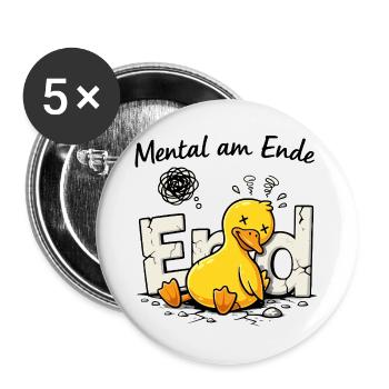 Chaos-Quietscheente  - Buttons groß 56 mm (5er Pack) - Weiß - Vorne