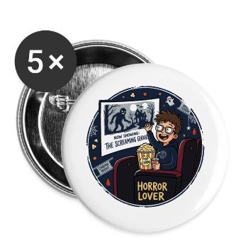 Horror Lover Cinema Night Design - Buttons large 2.2''/56 mm (5-pack) - white - Front