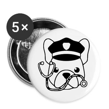 Profil du chef du médecin Frenchie - Lot de 5 grands badges (56 mm) - blanc - Devant