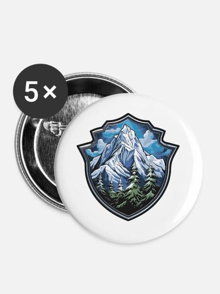 Berge - Buttons groß 56 mm (5er Pack) - Weiß