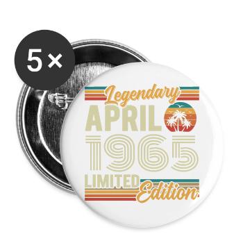 April 1965 61st Birthday Gift - April 1965 - Buttons large 2.2''/56 mm (5-pack) - white - Front
