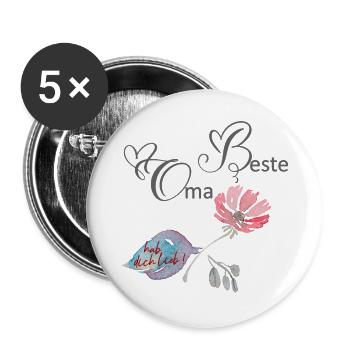 Beste Oma  - Buttons groß 56 mm (5er Pack) - Weiß - Vorne