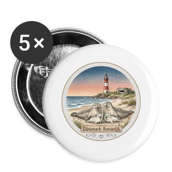 Dänemark - Romantik - Buttons groß 56 mm (5er Pack) - Weiß - Vorne
