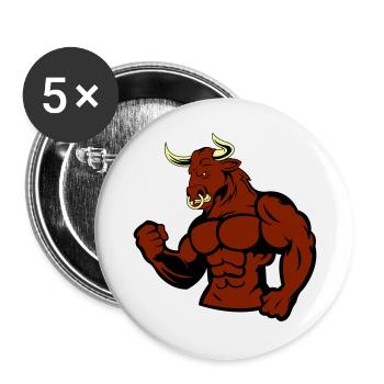 Taureau musclé Taureau - Lot de 5 grands badges (56 mm) - blanc - Devant