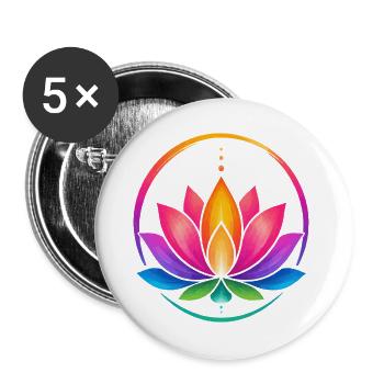Rainbow Lotus in a Circle - Buttons large 2.2''/56 mm (5-pack) - white - Front