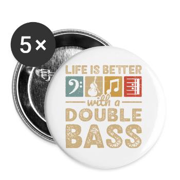 Contrebassiste Contrebassiste Contrebassiste Musicien contrebasse - Lot de 5 grands badges (56 mm) - blanc - Devant