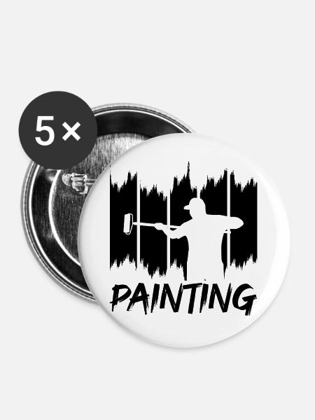 Haus streichen - Buttons groß 56 mm (5er Pack) - Weiß