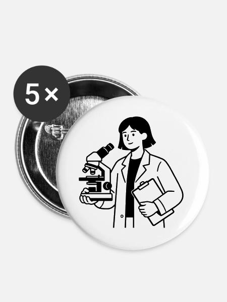 Wissenschaftler - Buttons groß 56 mm (5er Pack) - Weiß