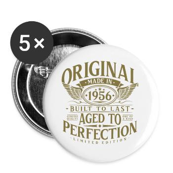 1956 Jahrgang Geburtstag Vintage Retro Geschenk - Buttons groß 56 mm (5er Pack) - Weiß - Vorne