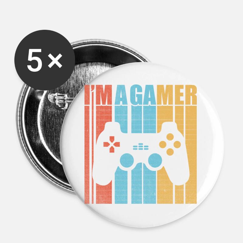 I'm a Gamer Gaming Zocker nerd and game Controller - Buttons large 2.2''/56 mm (5-pack) - white